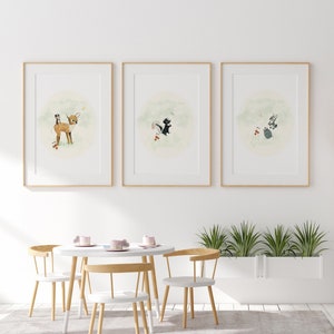 Woodland animals set, woodland nursery decor, forest wall art animals, nursery wall art girl, nursery wall art animals image 1