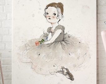 Lámina artística de bailarina: Decoración para la habitación de una niña