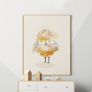 Owl artwork, baby owl, owl art prints, owl poster, nursery wall art girl