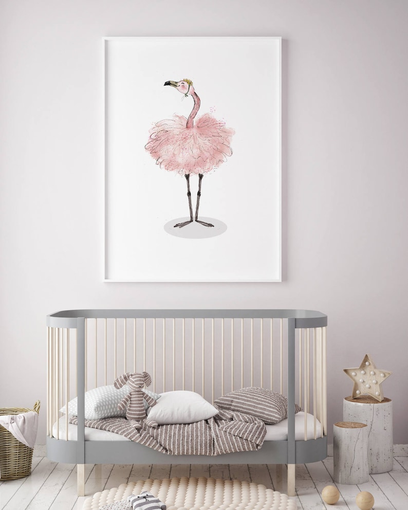 Flamingo Wall Art Girls Room Decor Flamingos Ballerina Etsy