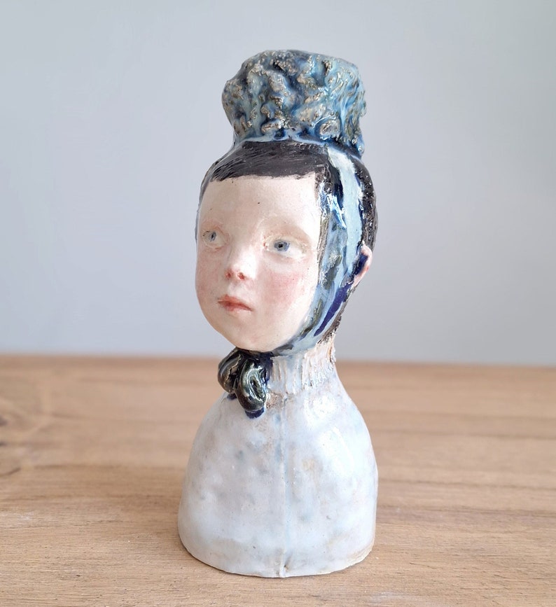 ceramic sculpture, homedecor, one of a kind, Original sculpture, Female bust, woman Figurine, Ceramic figure, birthday gifts, Unique Gifts image 2