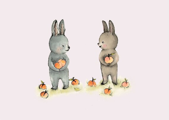 Two Rabbits Woodland Nursery Decor Nursery Wall Art Animals - Etsy Two Rabbits Woodland Nursery Decor Nursery Wall Art Animals - Etsy