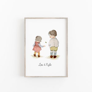 Brother and sister print, Siblings wall art, grandma gift, gift for brother, big brother, little sister, big bro, wall art, Christmas Gift image 3