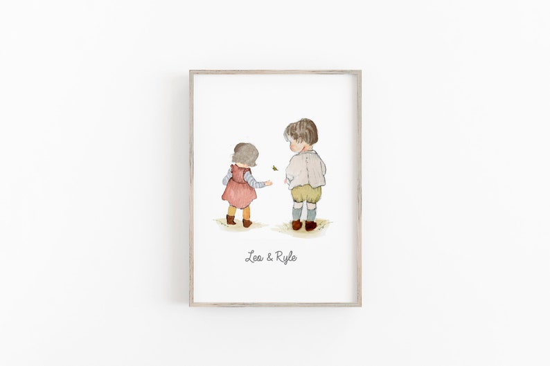 Brother and sister print, Siblings wall art, grandma gift, gift for brother, big brother, little sister, big bro, wall art, Christmas Gift image 3