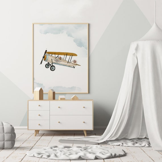 Vintage Airplane Nursery Art: Aviation Wall Decor