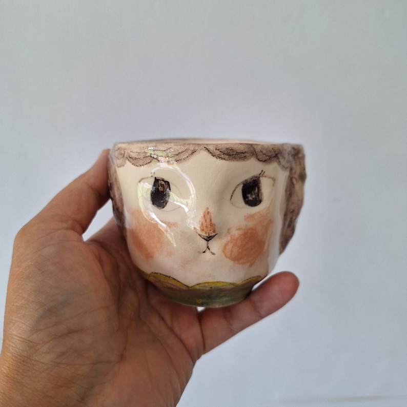 handmade ceramic cup, Ceramic tumbler, unique ceramic tumbler, bunny mug, tea lover mug, OOAK mug, coffee lover cup, original gift image 1