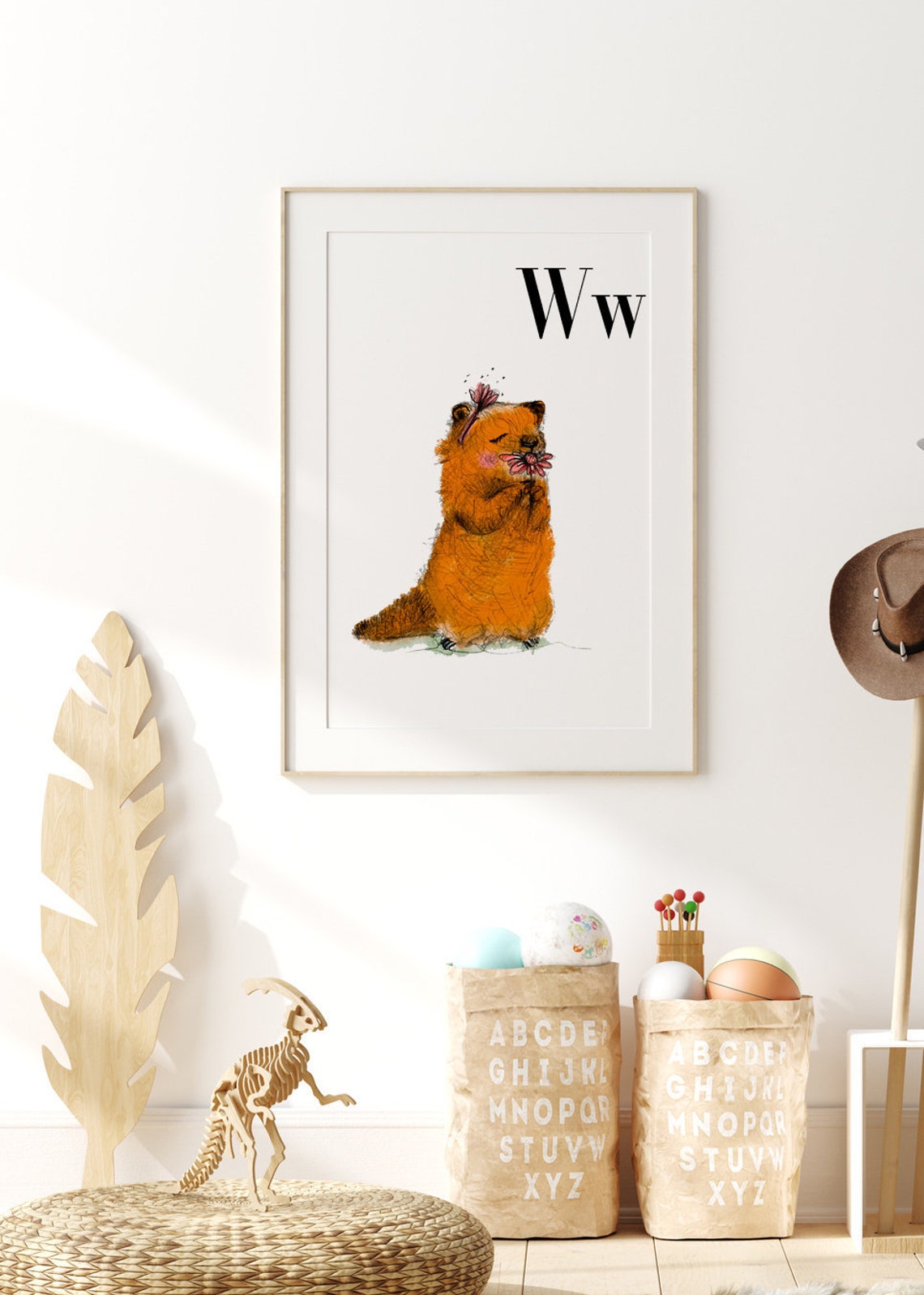 Woodchuck Print Nursery Animal Print Woodland Nursery Etsy