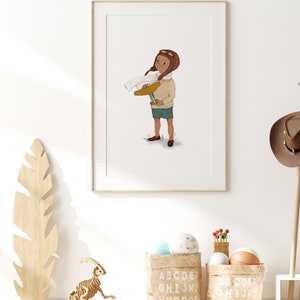 Luftfahrt, Kinderzimmer Dekoration, Flugzeug , Piloten Illustration, kleine Kinder Brown skin