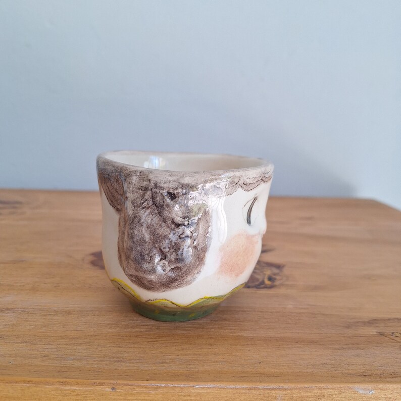 handmade ceramic cup, Ceramic tumbler, unique ceramic tumbler, bunny mug, tea lover mug, OOAK mug, coffee lover cup, original gift image 3