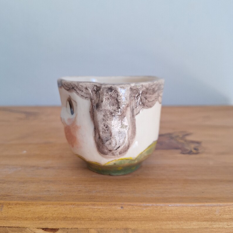 handmade ceramic cup, Ceramic tumbler, unique ceramic tumbler, bunny mug, tea lover mug, OOAK mug, coffee lover cup, original gift image 5
