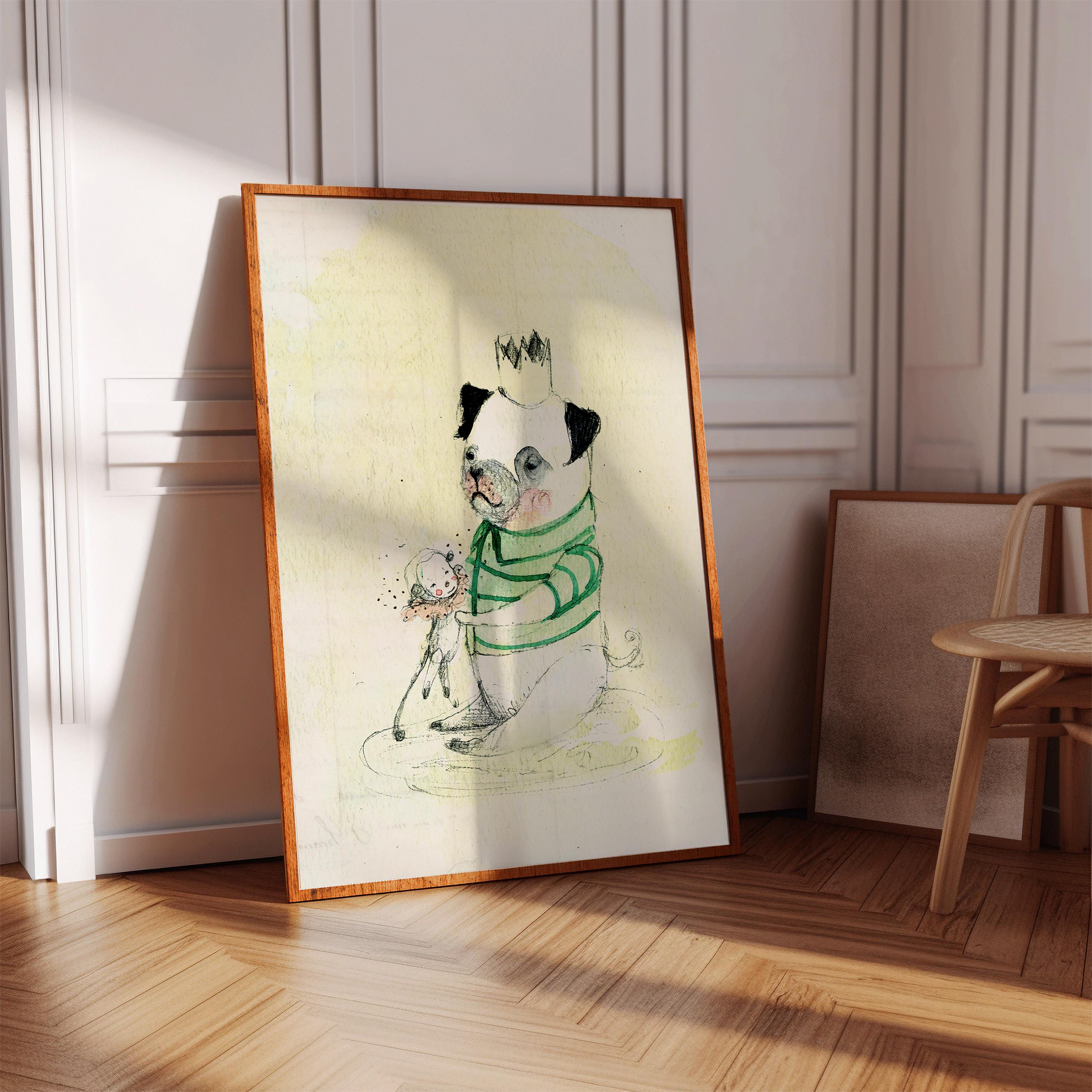 Pug nursery wall art, kids room decor, dog wall decor