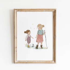 Geschwister Wandkunst, Bruder und Schwester Wandkunst, Kinderzimmer Wanddeko, Kinderzimmer Dekor, Familie Wandkunst, kleine Schwester kleine Bruder Wandkunst Bild 1