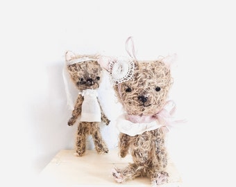 Chat en peluche OOAK, peluche ooak, poupée d'art, poupée d'art chat, poupée animal, peluches uniques, cadeau original, chambre de bébé rustique