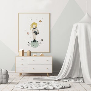 Girl astronaut prints set, nursery wall art printable, space themed nursery, solar system print, nursery decor girl image 7