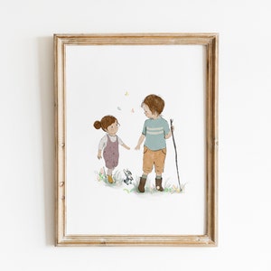 Brother and Sister Wall Art: Custom Sibling Gift