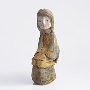 Handmade Ceramic Female Bust Sculpture: OOAK Collector Figurine with Butterfly