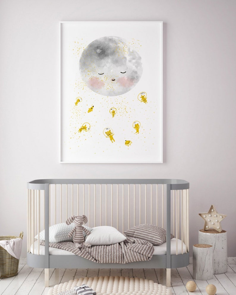 Moon space astronaut space wall art Nursery Wall Art space poster astronaut poster moon wall art outer space nursery image 2