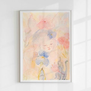 wall art, Original art, watercolor flower painting, watercolor figurative painting, watercolor painting, watercolor art, watercolor portrait