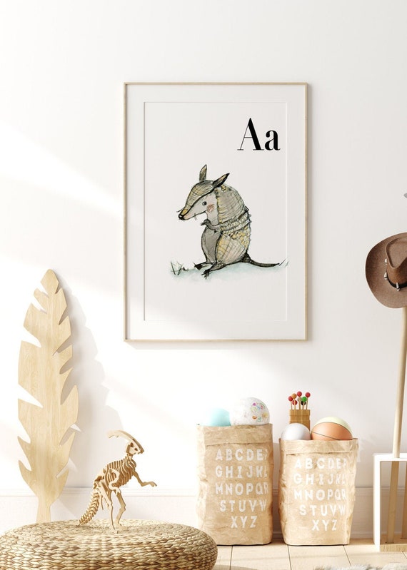 Armadillo Print Nursery Animal Print Alphabet Cards Animals Etsy