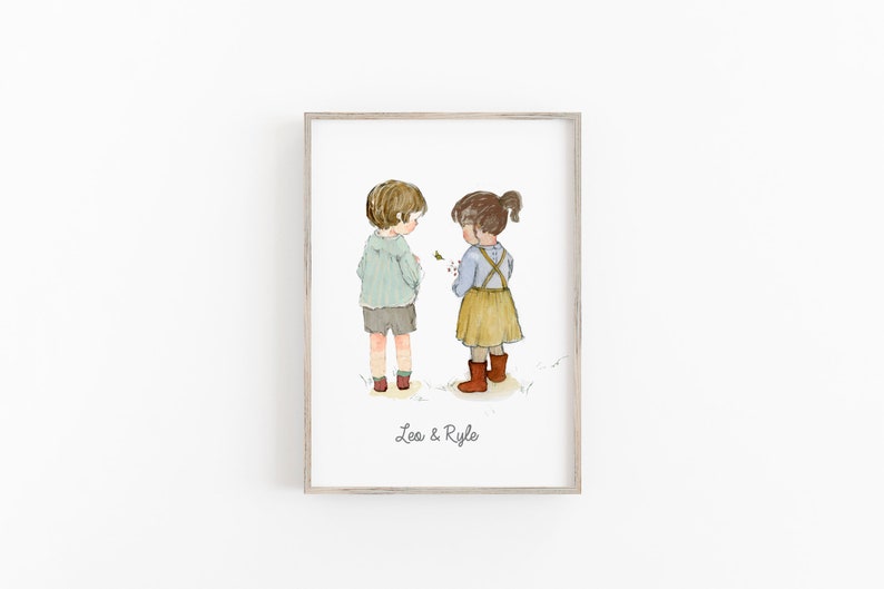 Brother and sister print, Siblings wall art, grandma gift, gift for brother, big brother, little sister, big bro, wall art, Christmas Gift image 2