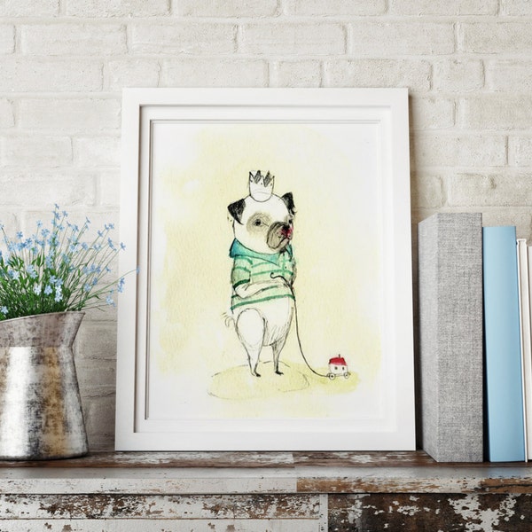 Pug nursery wall art, kids room decor, dog wall decor