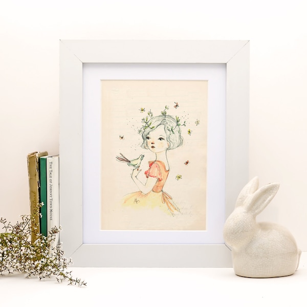 Mae - portrait - print - 4x6 - Nursery art - Nursery decor - Kids room decor - Children's art - Children's wall art - kids wall art