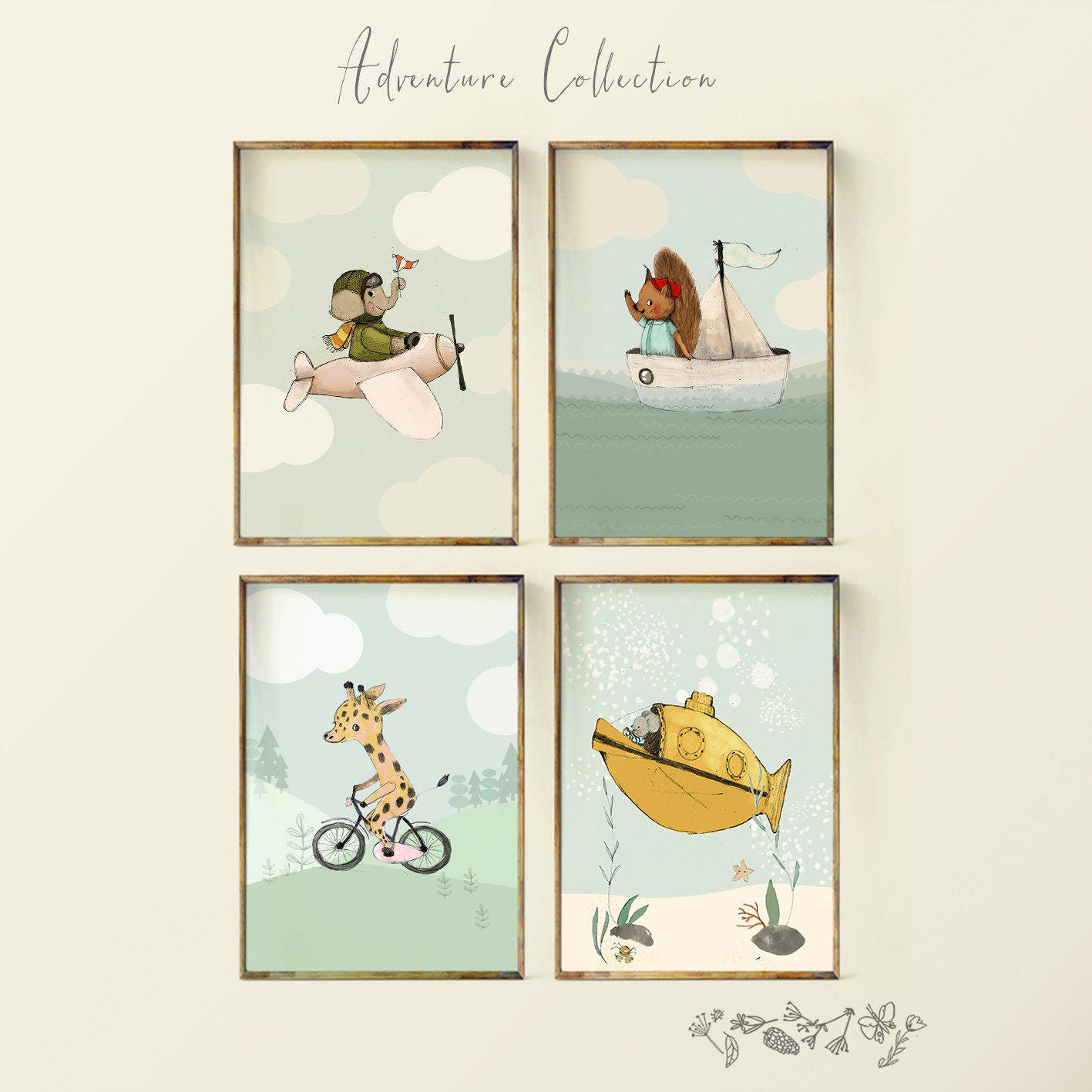 Set of 4 prints nursery boy decor adventure nursery nursery Etsy