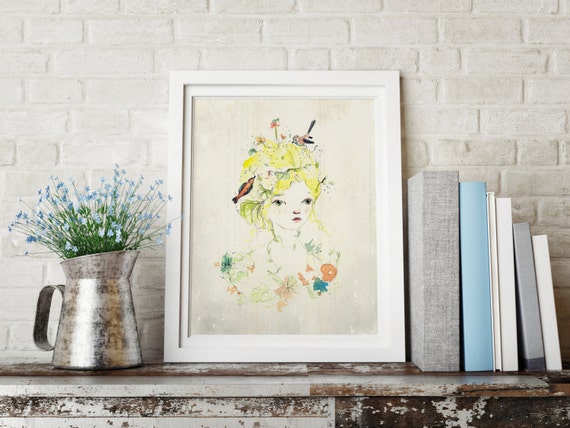 Girl Portrait Painting Nursery Wall Art Decor