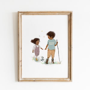 brother and sister wall art, Personalized gift, wall decor, family gift, big sister little brother wall art, Custom Siblings wall art. GIFT image 8