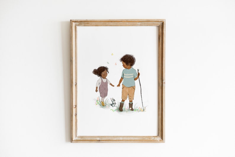 brother and sister wall art, Personalized gift, wall decor, family gift, big sister little brother wall art, Custom Siblings wall art. GIFT image 8