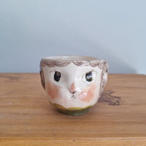 handmade ceramic cup, Ceramic tumbler, unique ceramic tumbler, bunny mug, tea lover mug, OOAK mug, coffee lover cup, original gift image 2