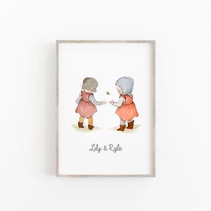 Brother and sister print, Siblings wall art, grandma gift, gift for brother, big brother, little sister, big bro, wall art, Christmas Gift image 4