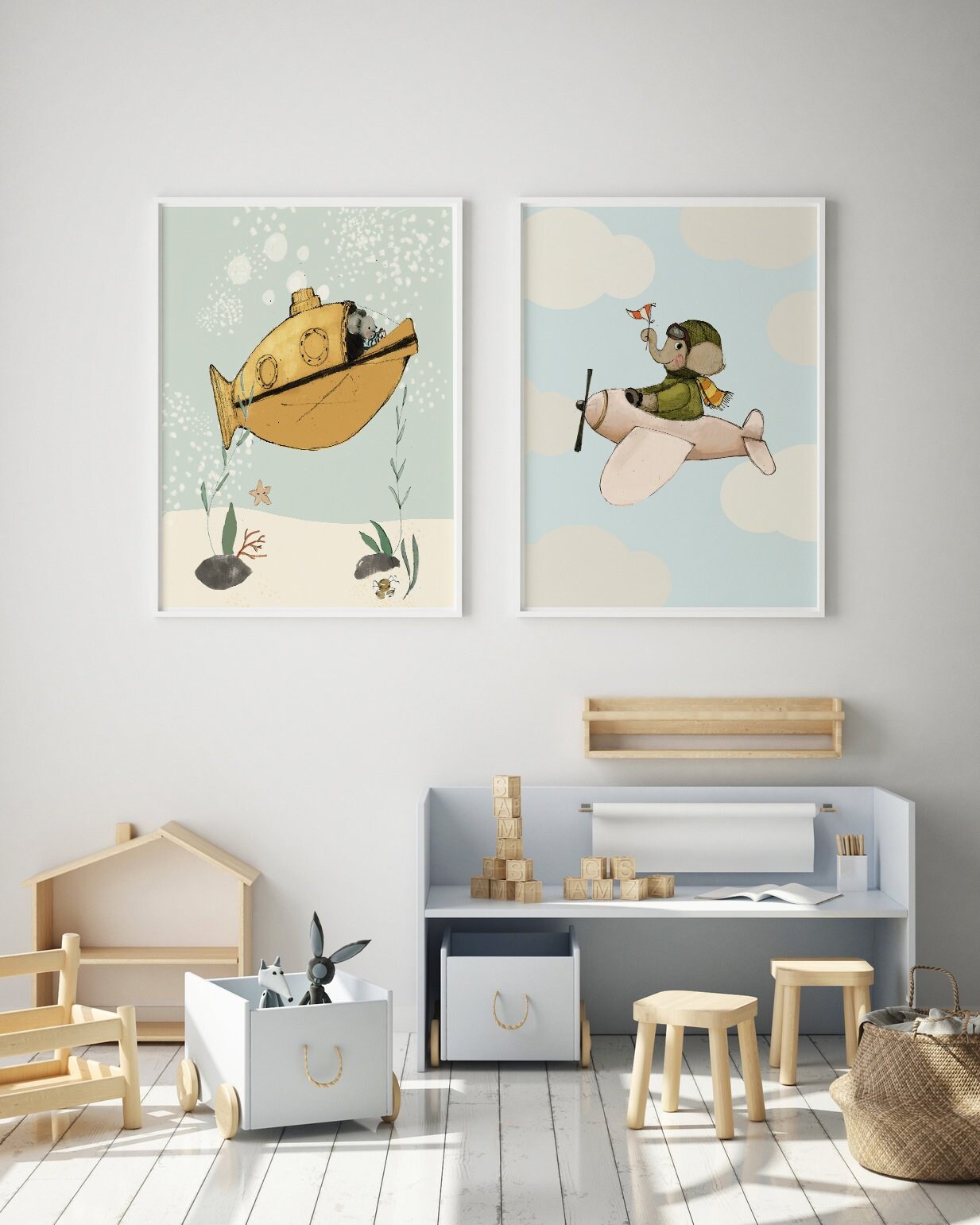 Set of 2 prints nursery boy decor adventure nursery nursery Etsy