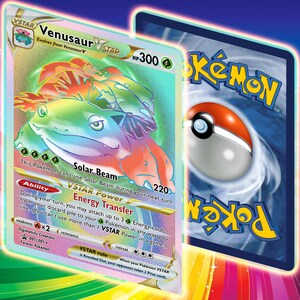 Pokémon personnalisés/modifiés//Carte arc-en-ciel Venusaur VSTAR//Illustration intégrale//Promo hyper rare//Remake de l'ensemble de base