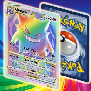 Pokémon personnalisés/modifiés//Carte arc-en-ciel Gengar VSTAR//Illustration intégrale//Promo hyper rare//Remake de l'ensemble de base