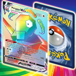 Pokémon personnalisés/modifiés // Carte arc-en-ciel Porygon VMAX // Illustration intégrale // Promo hyper rare // Shatter Holographic