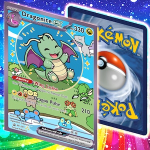 Tarjeta promocional Dragonite EX variocolor personalizada // Arte completo alternativo // Holográfica