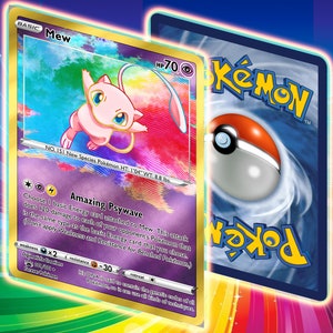 Cartão promocional incrível personalizado do Mew // Estilo de arte completo // Holográfico
