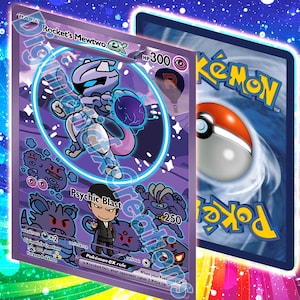 Custom Rocket's Mewtwo EX Promo Card// Alternate Full Art // Holographic