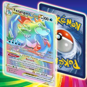 Pokémon personnalisés/modifiés // Carte Feraligatr VSTAR arc-en-ciel // Illustrations complètes // Promo hyper rare