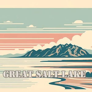 Great Salt lake retro digital art