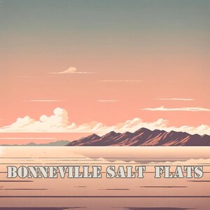 Bonneville Salt Flats retro digital art