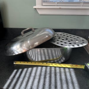 Vintage Magnalite Large Roaster Dutch Oven w Trivet 15" Long Cast Aluminum