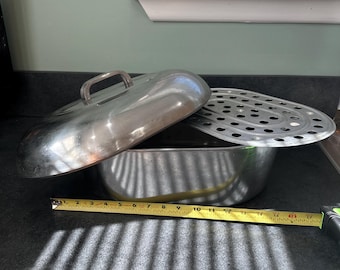 Vintage Magnalite Large Roaster Dutch Oven w Trivet 15" Long Cast Aluminum