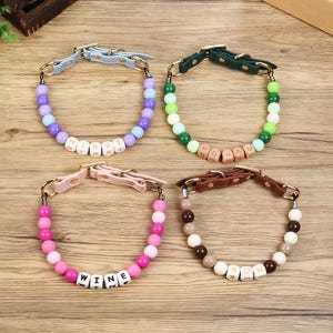 Adjustable Beaded Dog Collar, Colorful Beads Fancy Necklace, Waterproof Cat Collar, Dog Collar Personalized Name Boy Girl,Dog Cat ID Collar