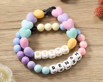 Personalized Beaded Cat Dog Collar - Custom Dog's Name Collar - Colored Beaded Dog Collar - Dog Cat ID Collar - Heart Beaded Cat Dog Collar