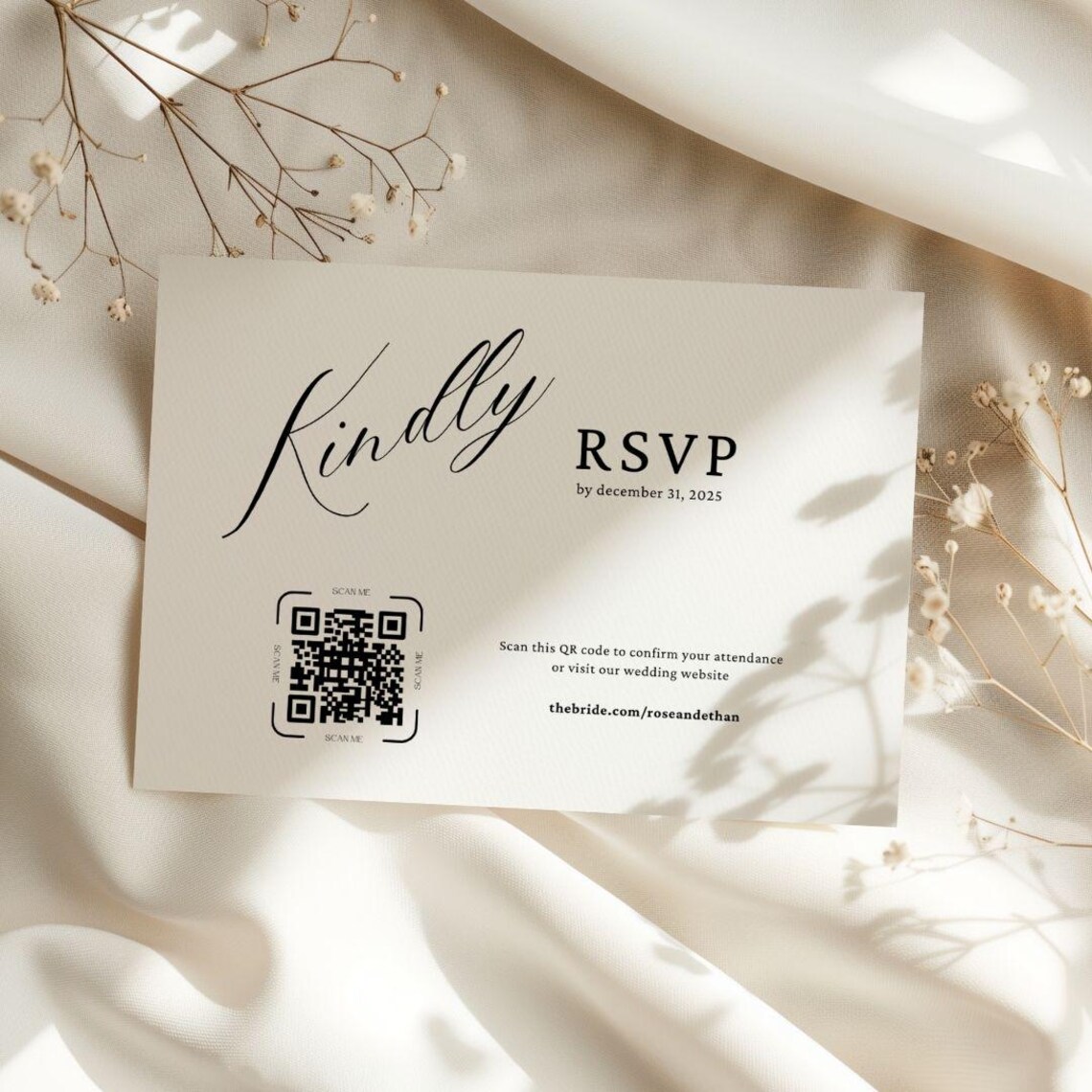 Simple Rsvp Elegant RSVP Card Wedding Template: Editable QR Code Rsvp Template - Etsy