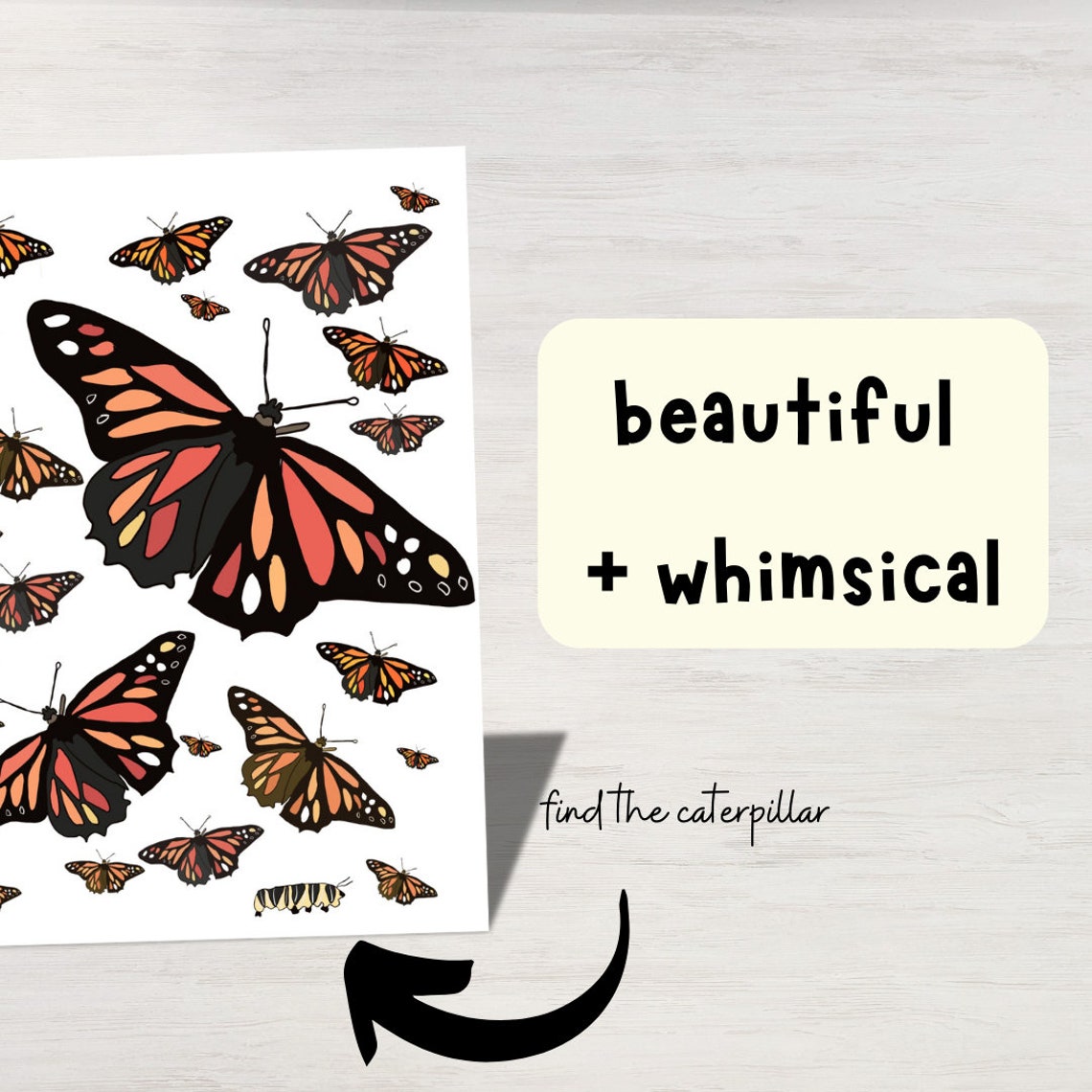 Butterfly Note Card, Printable Greeting Card, Monarch Notecards ...