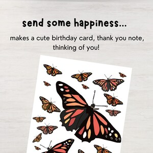 Butterfly Note Card, Printable Greeting Card, Monarch Notecards ...