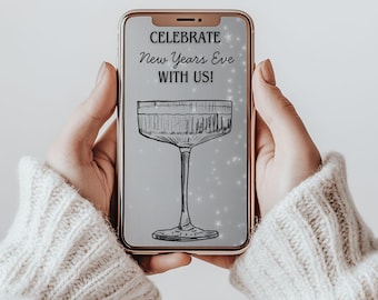 Digitale Silvester-Einladung, NYE 2026-Einladung, elegante Silvesterparty-Einladung, Disco-Kugel-Feier-Video einladen, bearbeitbare DIY-Vorlage eCard